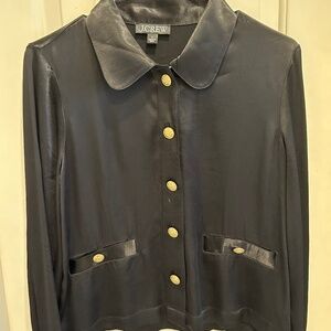 J. Crew Lady shirt-jacket in luster crepe Black Small NWOT